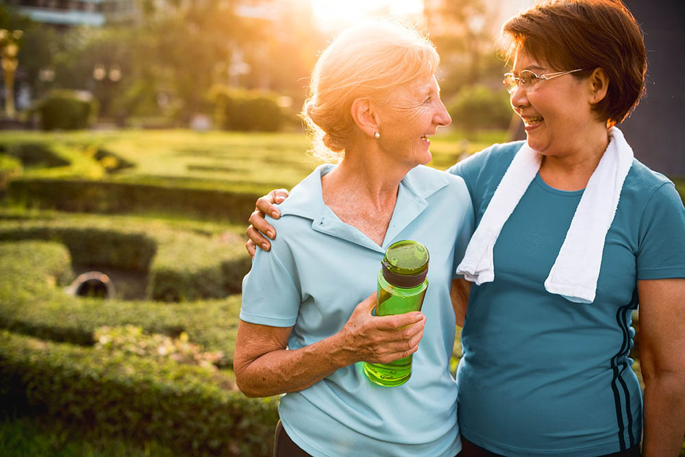 Senior Women Exercise Friendship Together