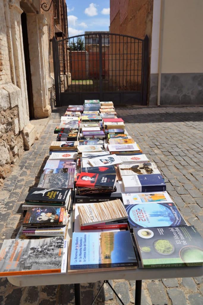 Imagen del Mercado de Libros celebrado en la explanada del Palacio de la Clavería de Aldea del Rey