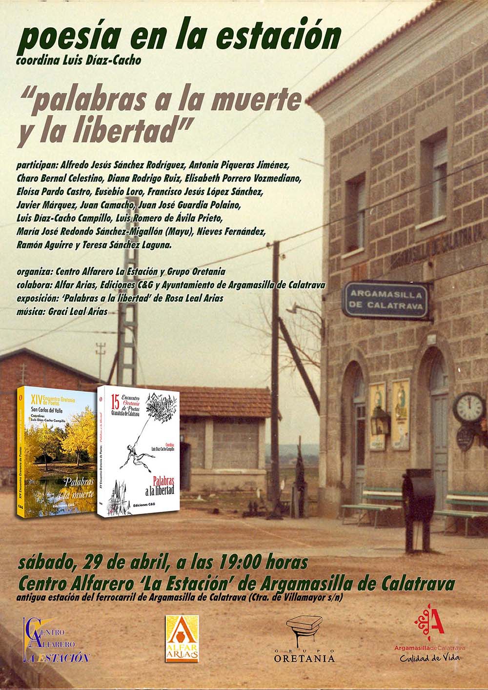 Cartel de Poesía en la estación a celebrar en el Centro Alfarero La Estación de Argamasilla de Calatrava