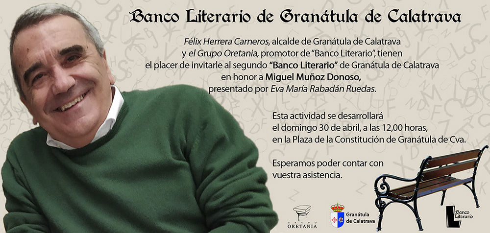 Invitación al Banco Literario de Miguel Muñoz Donoso en Granátula de Calatrava