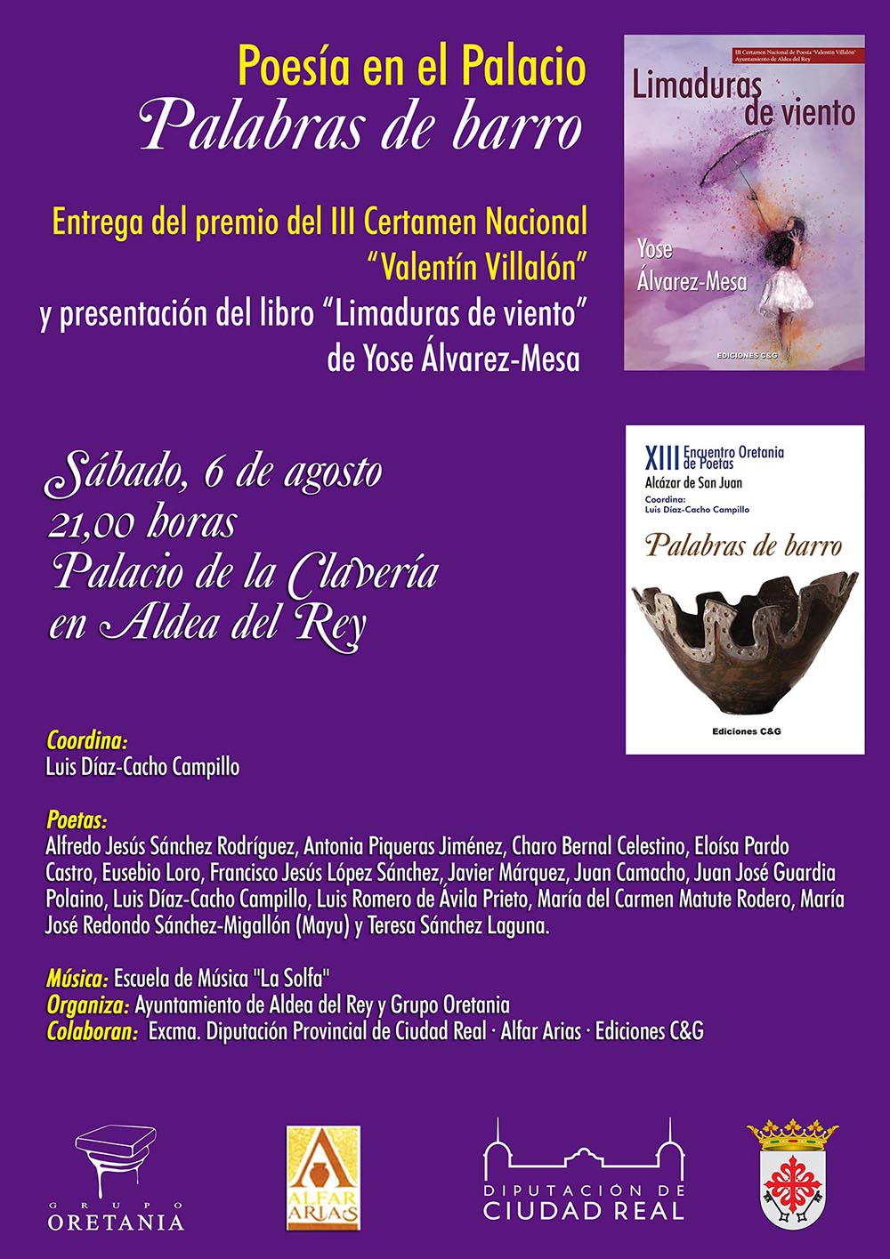 Cartel del recital de Poesía en el Palacio 2022 en Aldea del Rey