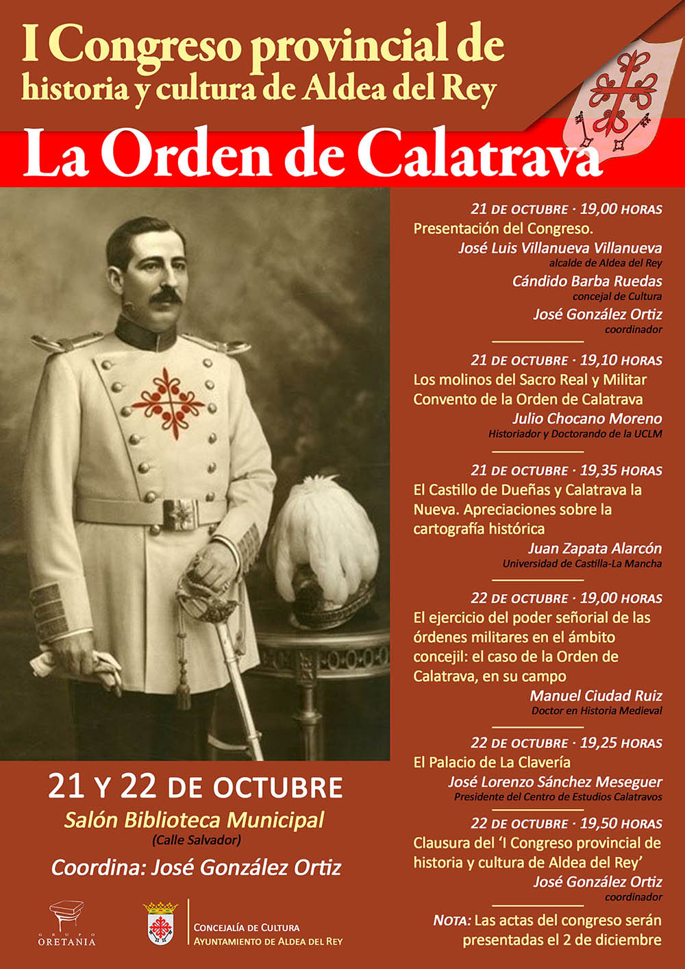 Cartel del I Congreso provincial de historia y cultura de Aldea del Rey