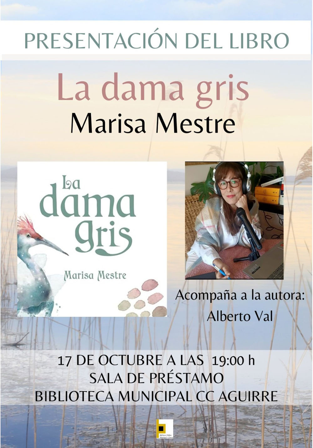 Cartel presentación La dama gris Marisa Mestre
